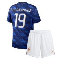 Camiseta Francia Theo Hernandez #19 Primera Equipación Replica Mundial 2026 para niños mangas cortas (+ Pantalones cortos)